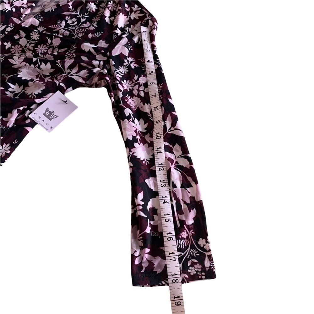 Chaus Burgundy V-Neck Wrap Blouse Size Medium - Picture 6 of 12